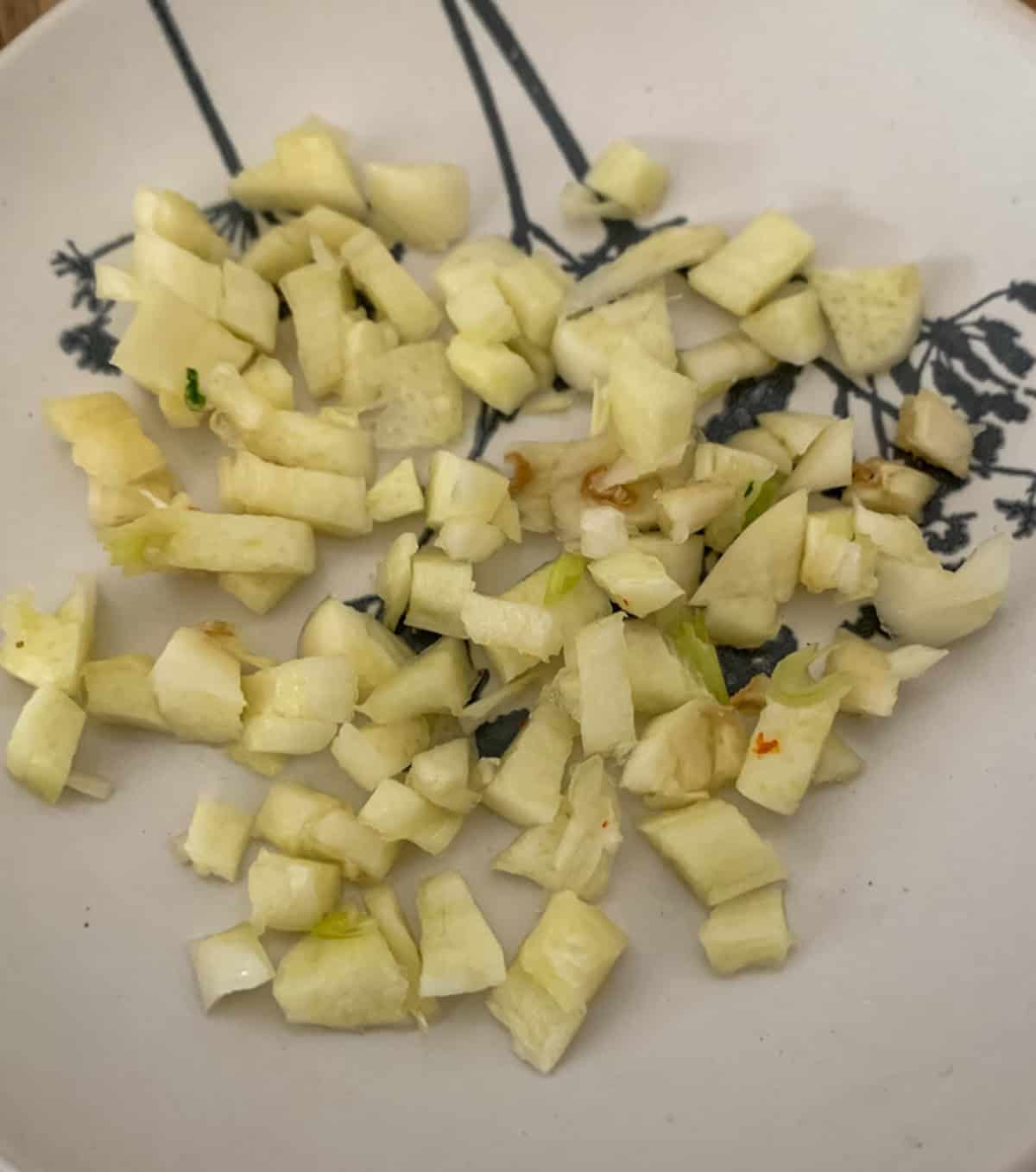 finely chopped garlic in a plate