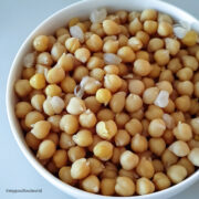In a guide on how to cook garbanzo beans from scratch, soft and tender cooked chickpeas are placed in a bowl.