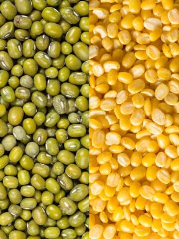 Side-by-side comparison of mung beans vs lentils for easy digestion.